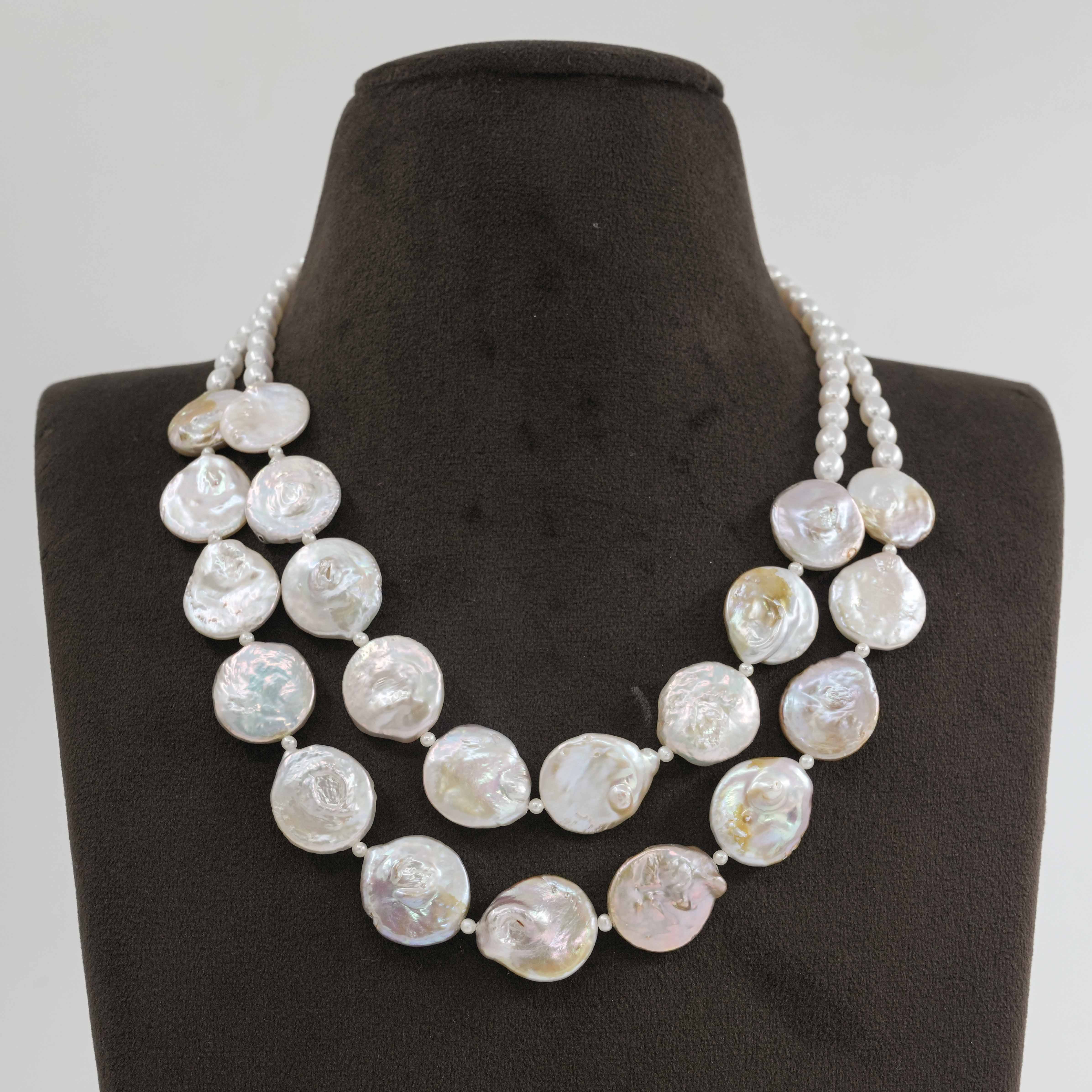 The Pearl Atelier by Kabra Pearls - Baroque Small and Big Flat Pearl Necklace